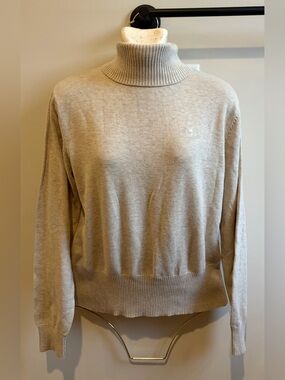 Duck Head Cream Turtleneck Cotton Sweater Monogram Duck Logo
